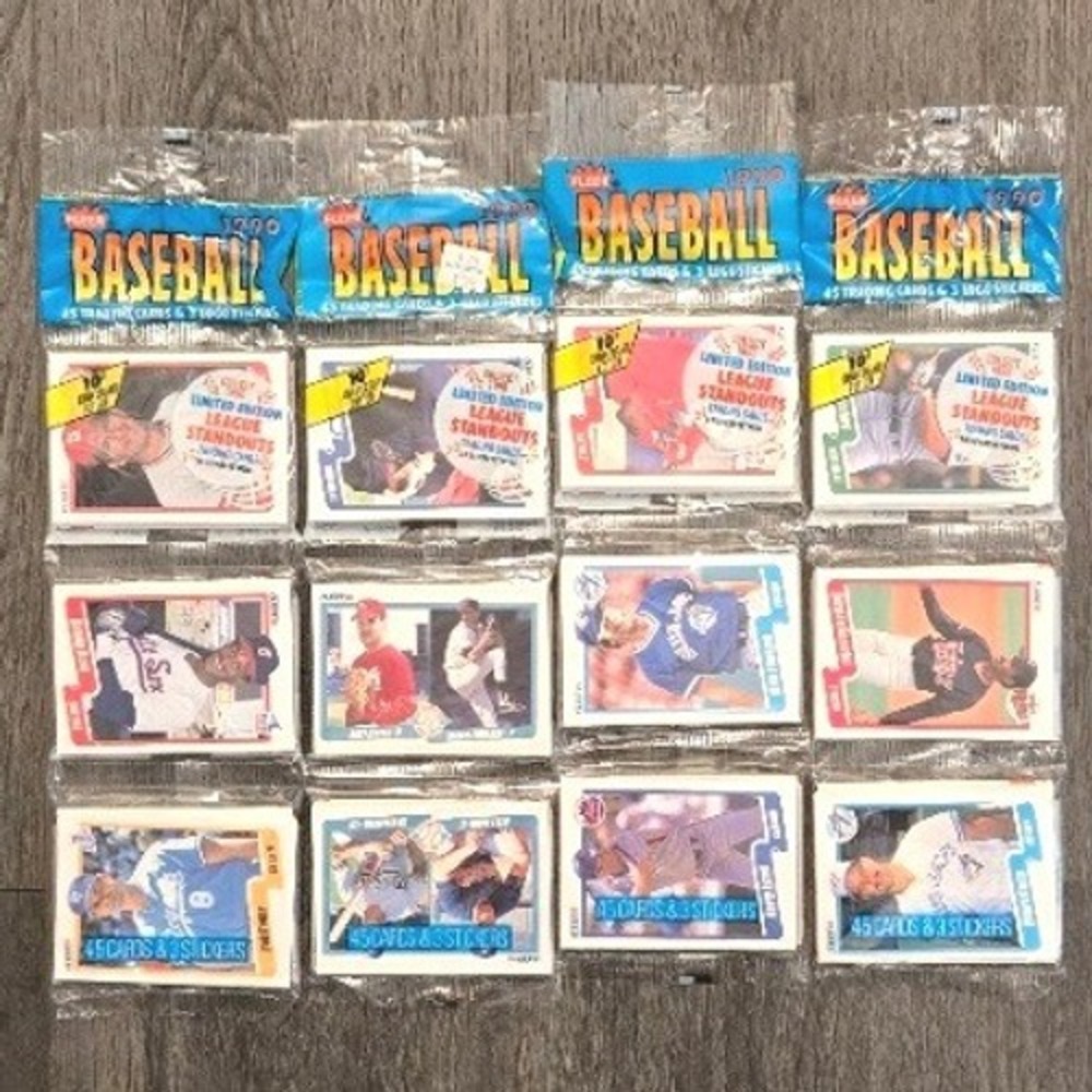 1990 Fleer Baseball Cello Packs (4) Sealed 45-Card Packs Limited Edition Insert